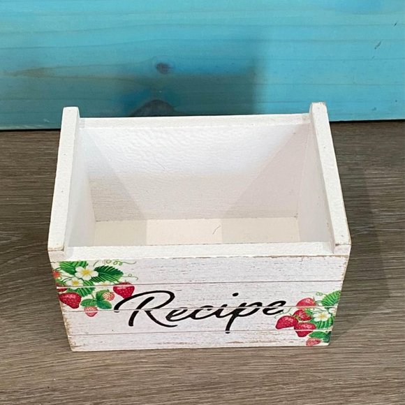 White Wood Crate Recipe Storage Box - Picture 2 of 8